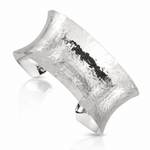 Sterling Silver 30mm Concave Hammered Cuff Bangle - Lifestyle View