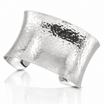 Sterling Silver 40mm Concave Hammered Cuff Bangle - Lifestyle View