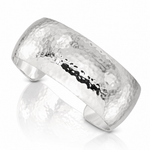 Sterling Silver 25mm Domed Hammered Cuff Bangle - Lifestyle View