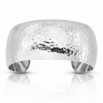 Sterling Silver 30mm Domed Hammered Cuff Bangle - Lifestyle View