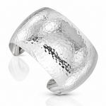 Sterling Silver 40mm Domed Hammered Cuff Bangle - Lifestyle View