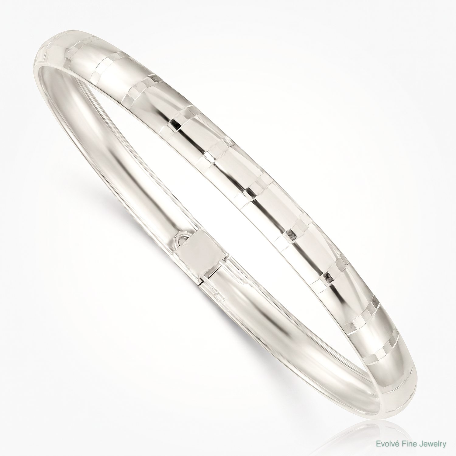 Sterling Silver Polished and Diamond-cut 6.0mm Flexible Bangle - Lifestyle View
