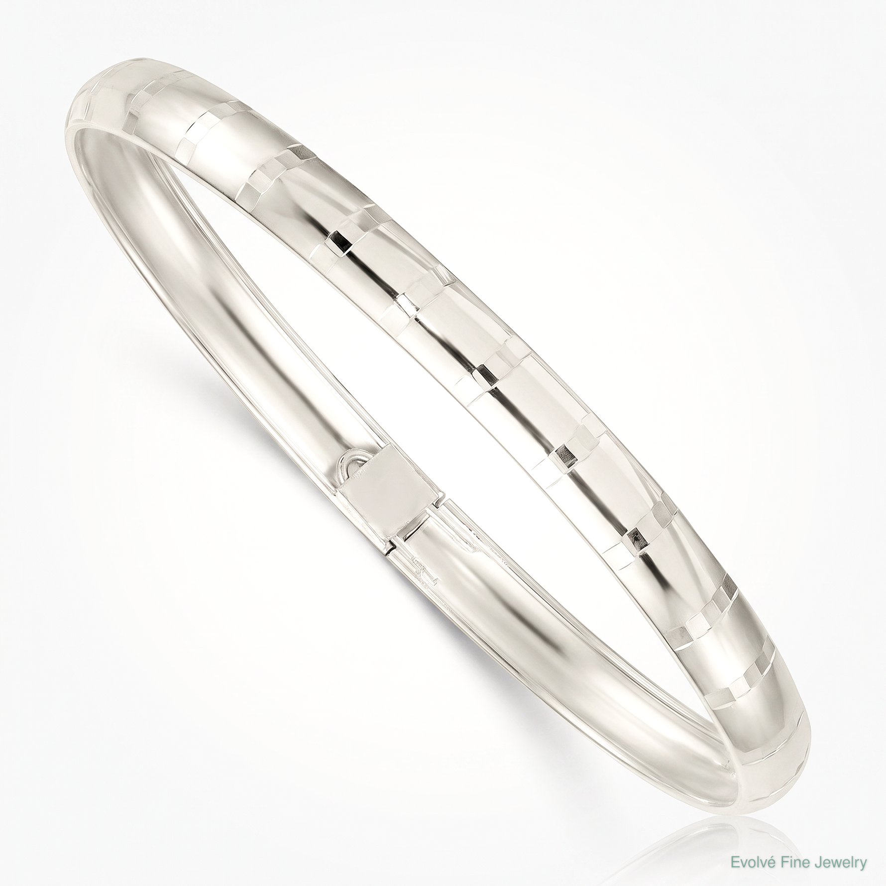 Sterling Silver Polished and Diamond-cut 6.0mm Flexible Bangle - Lifestyle View