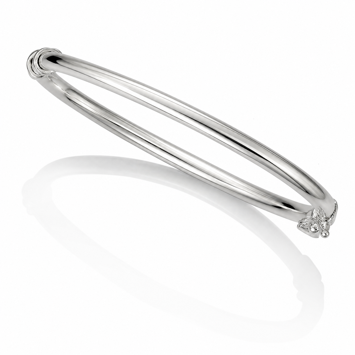 Sterling Silver Polished Hinged Baby Bangle - Lifestyle View