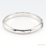 Sterling Silver Rhodium-plated 7mm Diamond-cut Fancy Hinged Bangle Bracelet - Lifestyle View