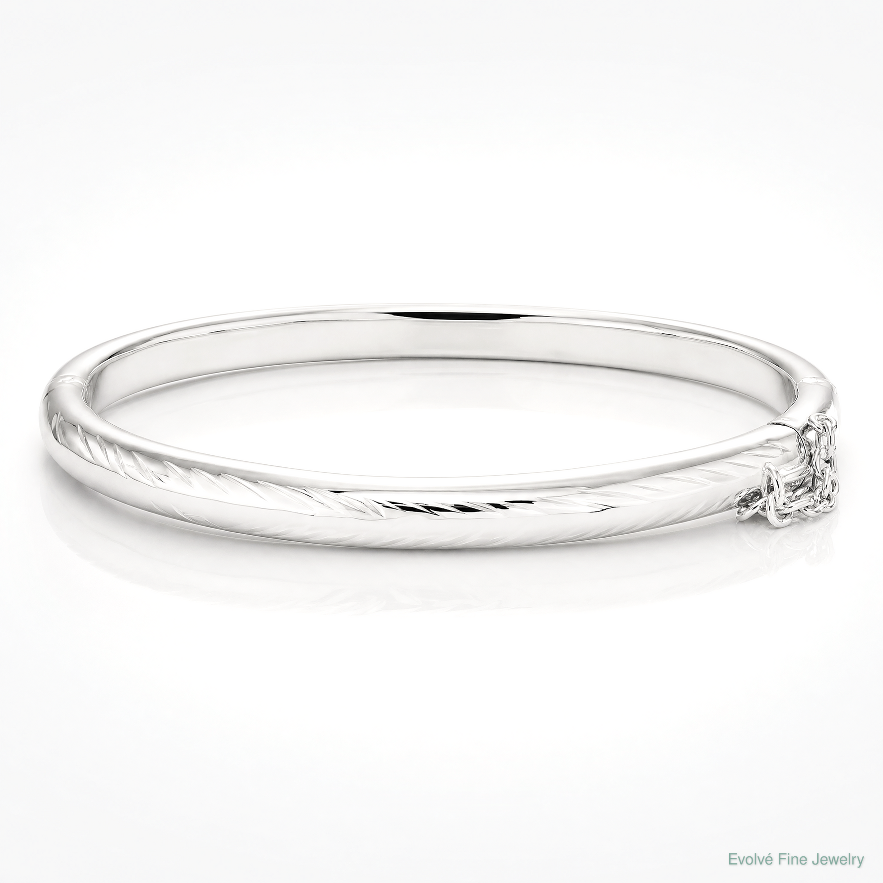 Sterling Silver RH-plated Polished D/C 5mm Hinged Baby Bangle Bracelet - Lifestyle View