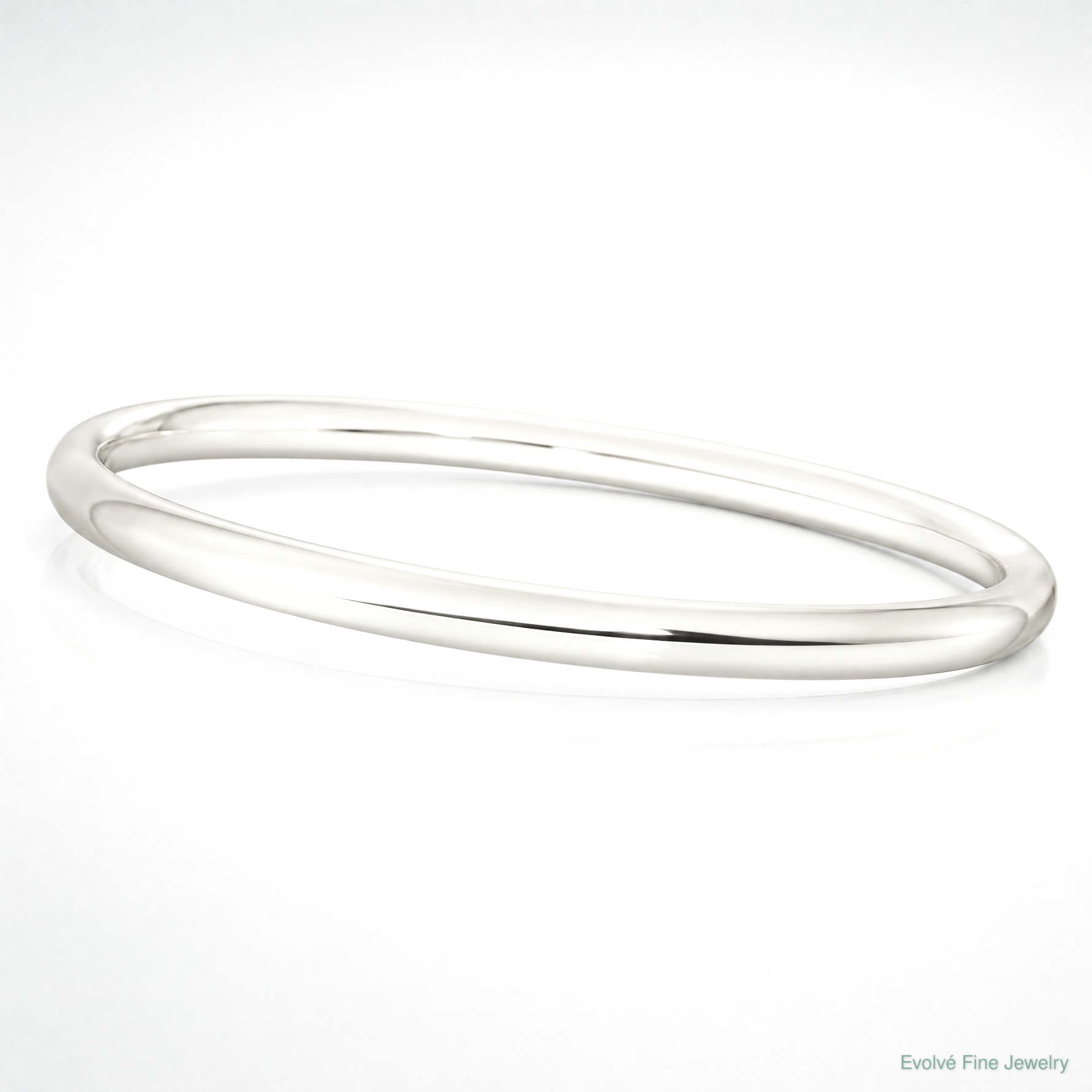Sterling Silver 4mm Solid Polished Plain Slip-On Bangle Bracelet - Lifestyle View