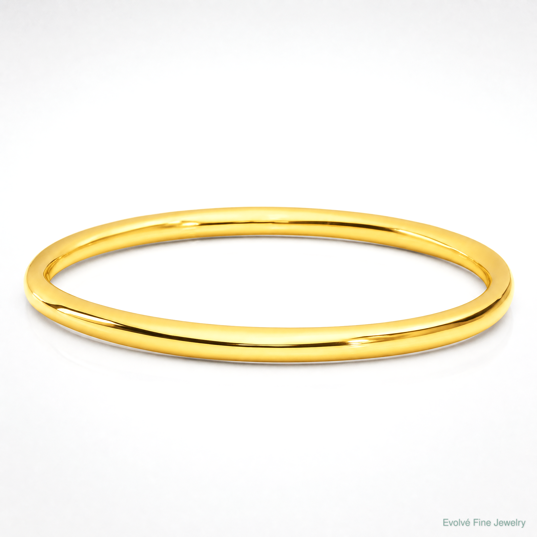 Sterling Silver Gold-tone 4mm Solid Polished Plain Slip-On Bangle Bracelet - Lifestyle View