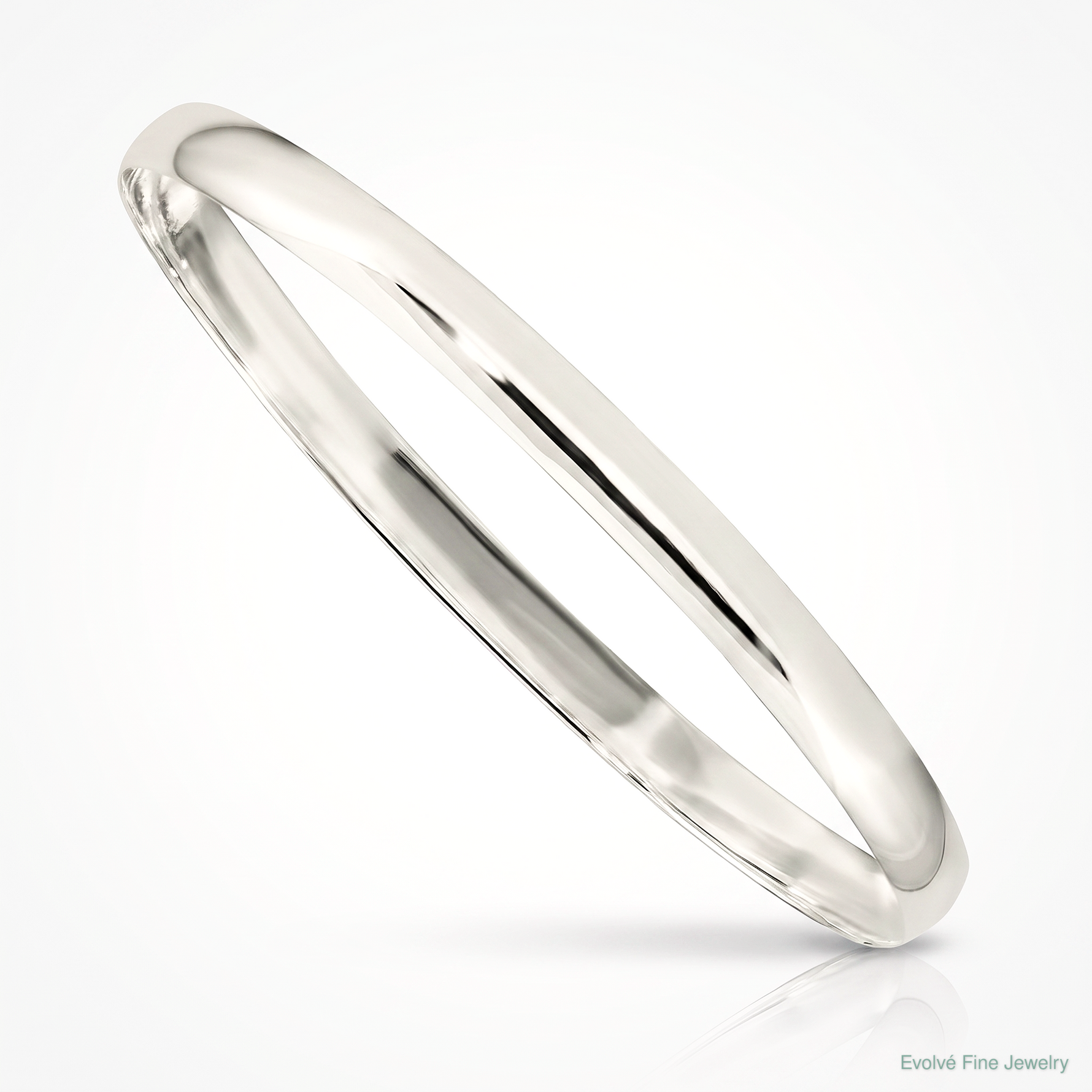Sterling Silver 4.5mm Solid Polished Plain Slip-On Bangle Bracelet - Lifestyle View