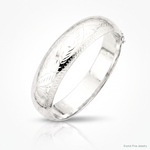 Sterling Silver Rhodium-plated D/C 15mm Fancy Hinged Bangle Bracelet - Lifestyle View