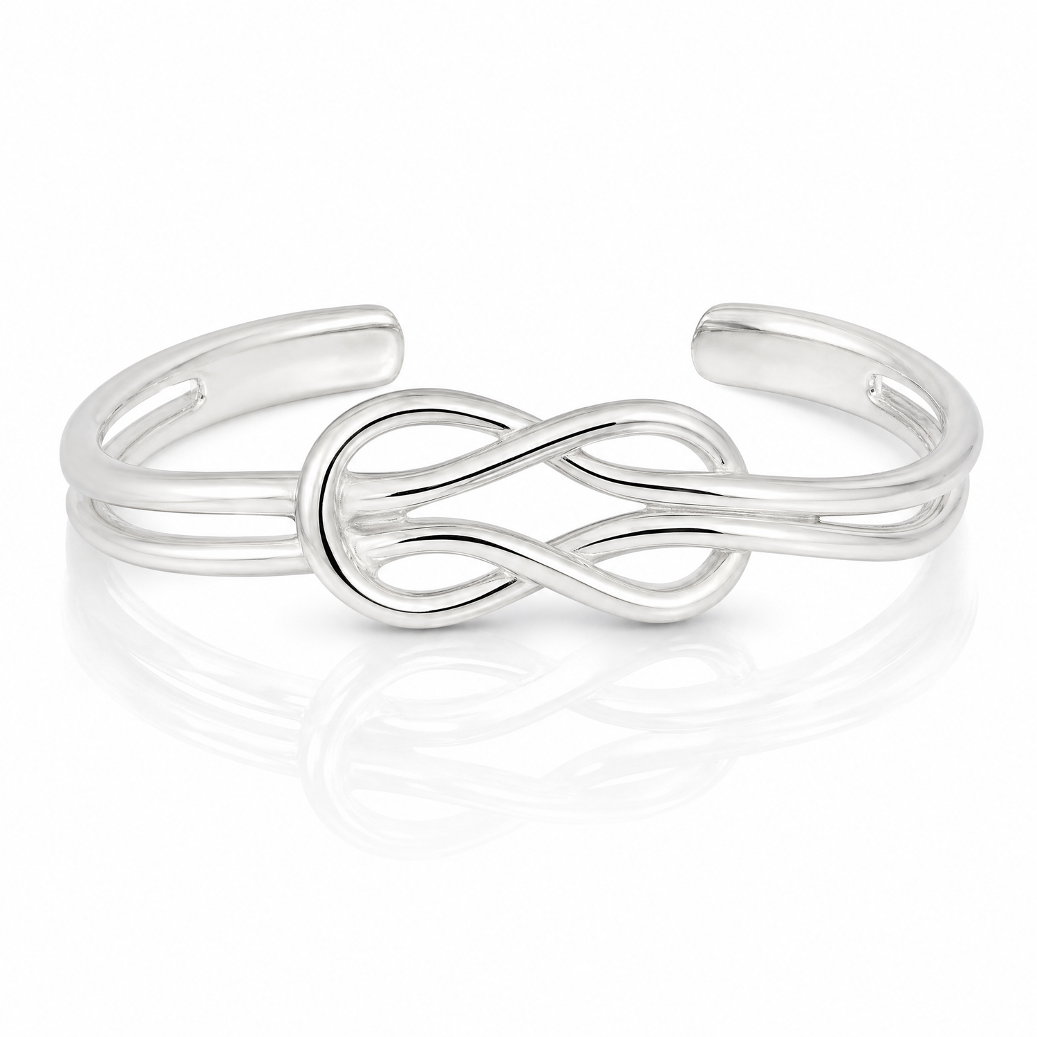 Sterling Silver Knot Design Cuff Bangle - Lifestyle View
