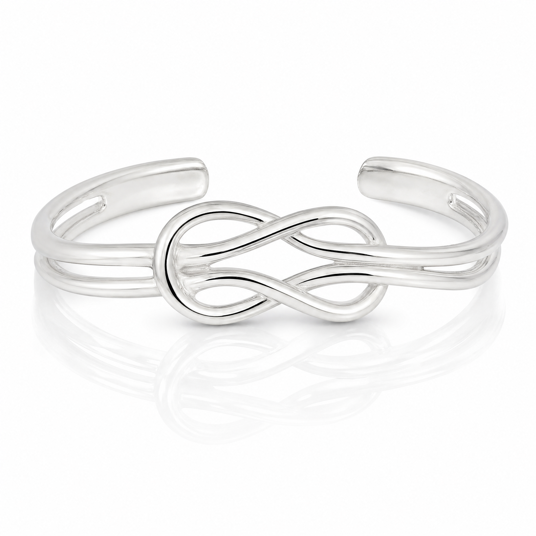 Sterling Silver Knot Design Cuff Bangle - Lifestyle View