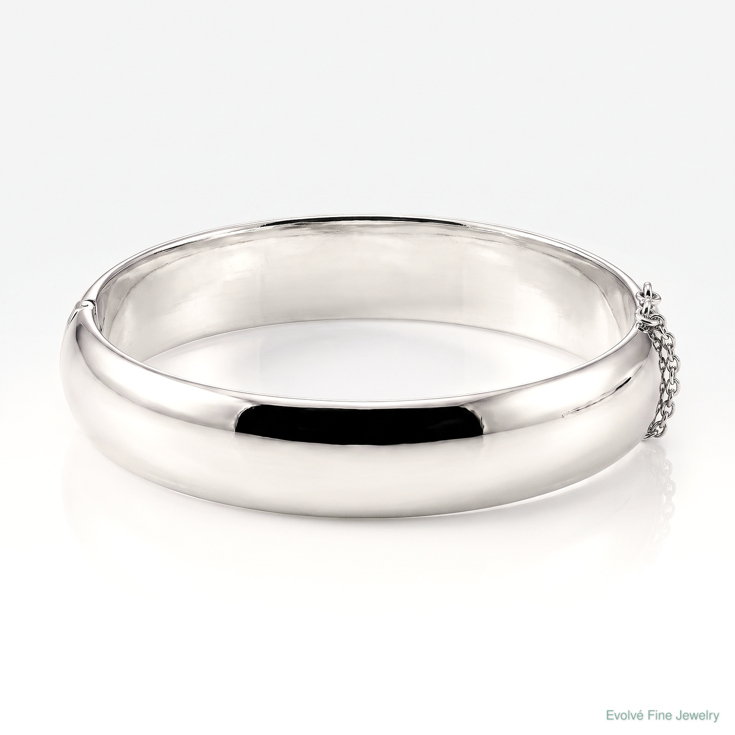 Sterling Silver Rhodium-plated 12.00mm Hinged Bangle Bracelet - Lifestyle View