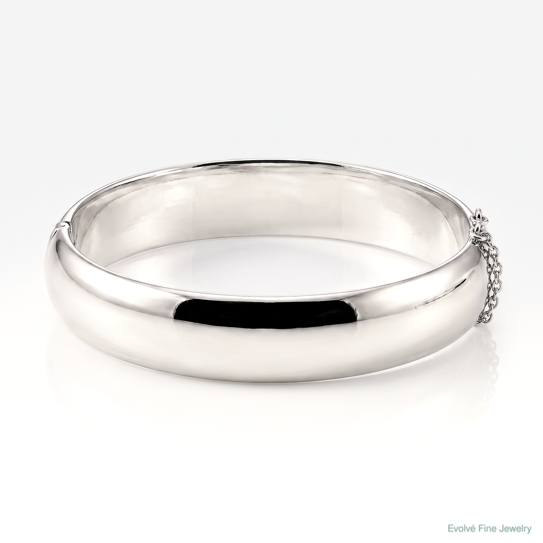 Sterling Silver Rhodium-plated 12.00mm Hinged Bangle Bracelet - Lifestyle View