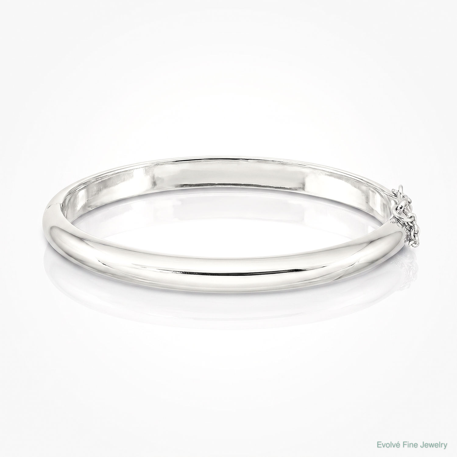 Sterling Silver Rhodium-plated 5mm w/Chain Hinged Bangle - Lifestyle View