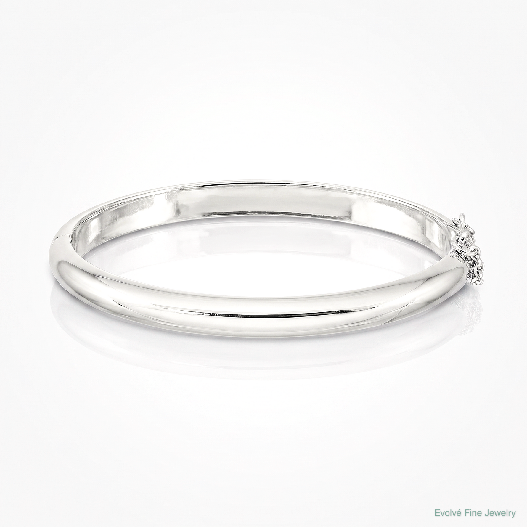 Sterling Silver Rhodium-plated 5mm w/Chain Hinged Bangle - Lifestyle View