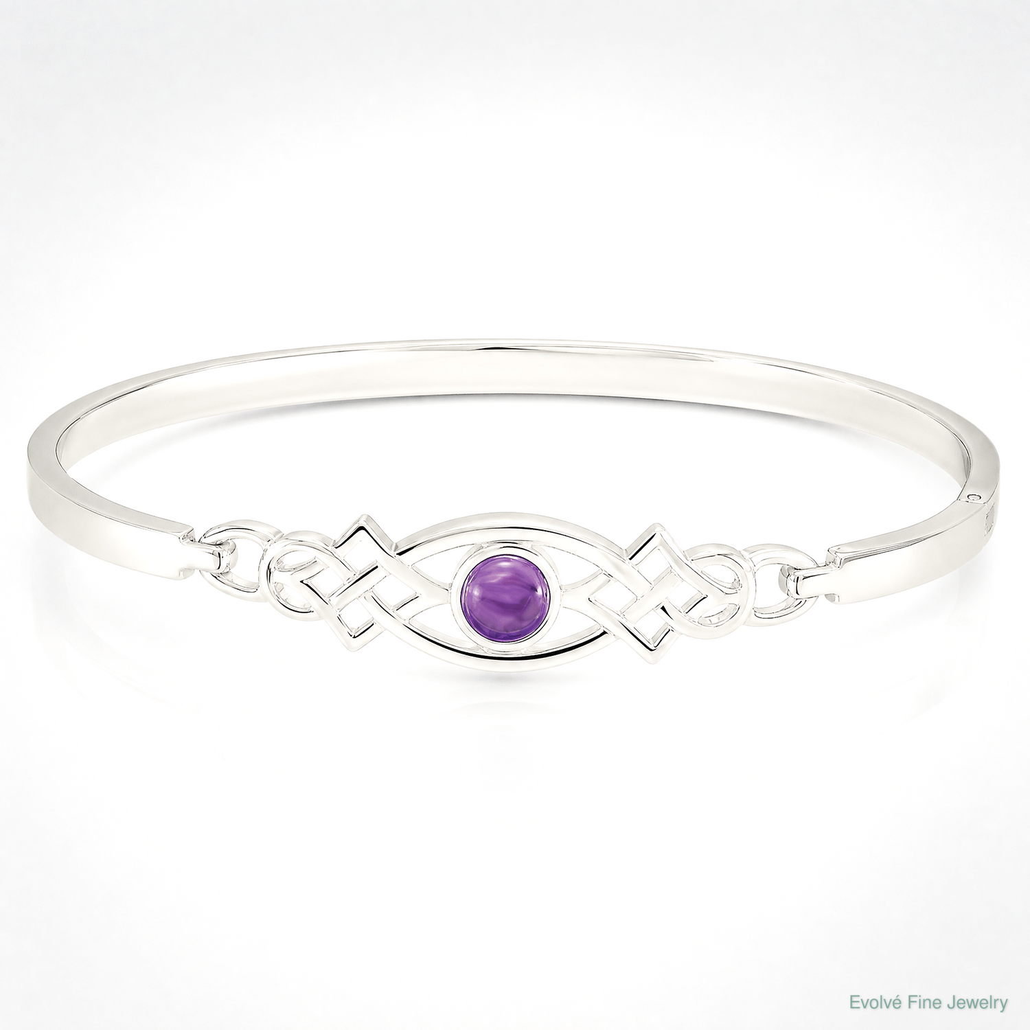 Sterling Silver Amethyst Celtic Knot Bangle Bracelet - Lifestyle View