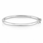 Sterling Silver RH-plated Polished 4mm w/ Safety Hinged Children's Bangle - Lifestyle View