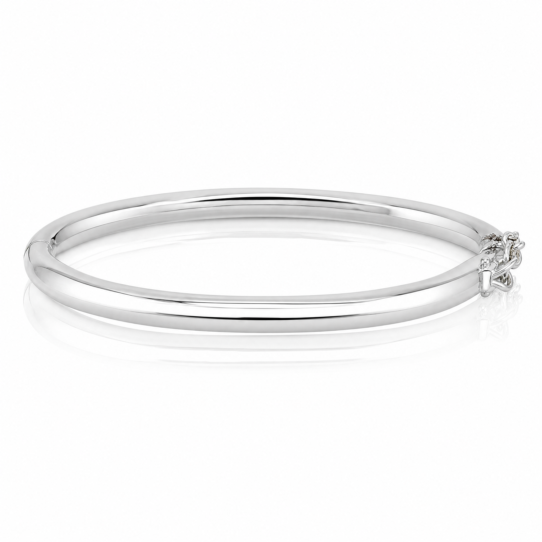 Sterling Silver RH-plated Polished 4mm w/ Safety Hinged Children's Bangle - Lifestyle View