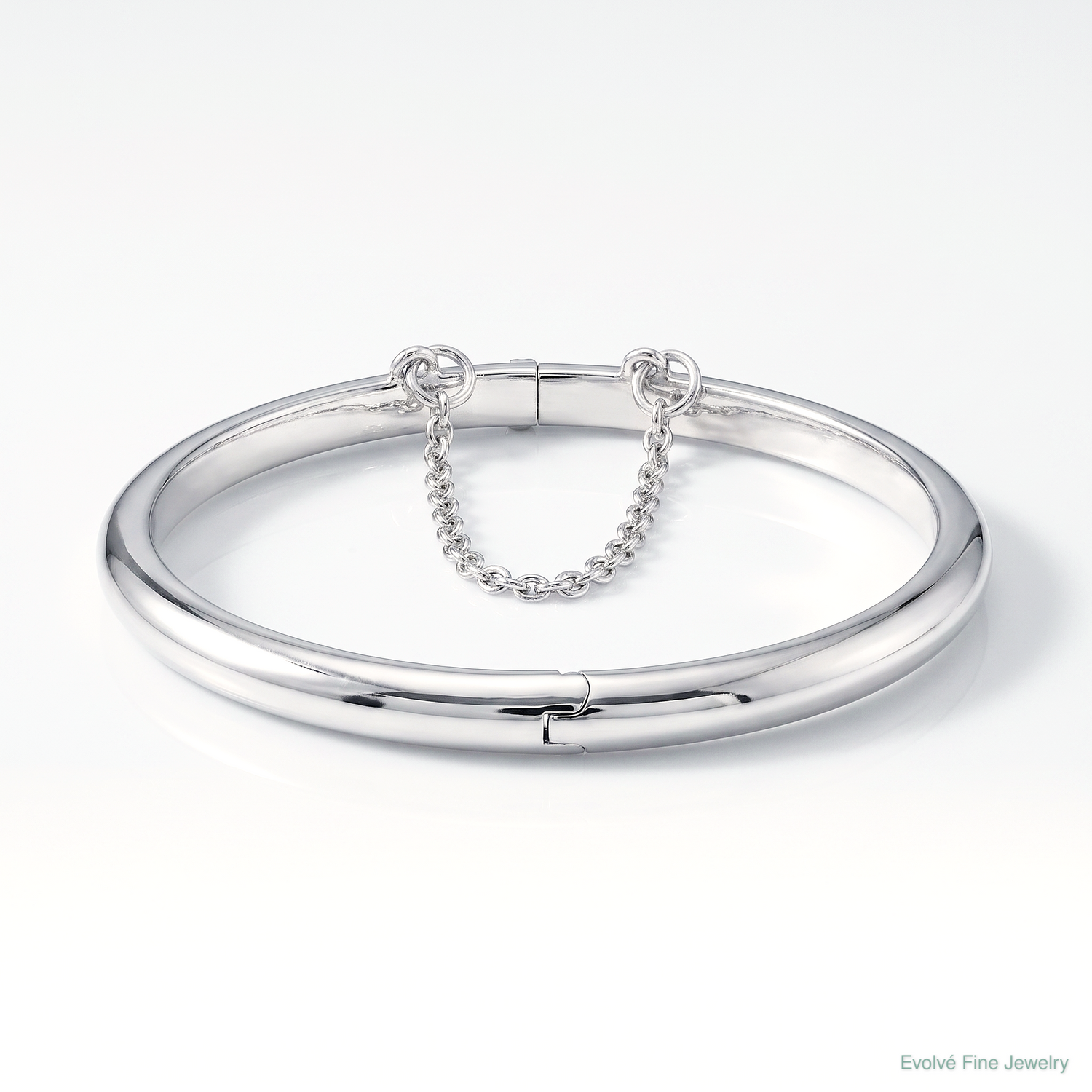 Sterling Silver RH-plated Polished 5mm w/ Safety Hinged Children's Bangle - Lifestyle View