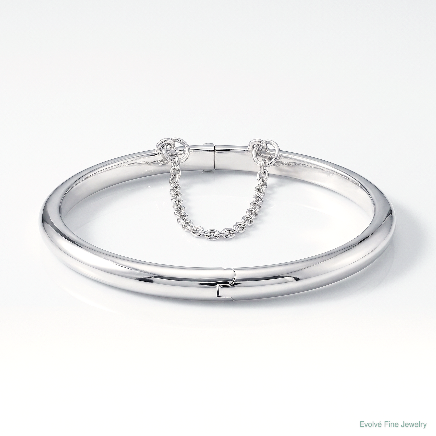 Sterling Silver RH-plated Polished 5mm w/ Safety Hinged Children's Bangle - Lifestyle View