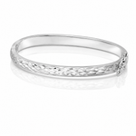 SS RH-plated Polished & D/C 5.5mm w/ Safety Hinged Children's Bangle - Lifestyle View
