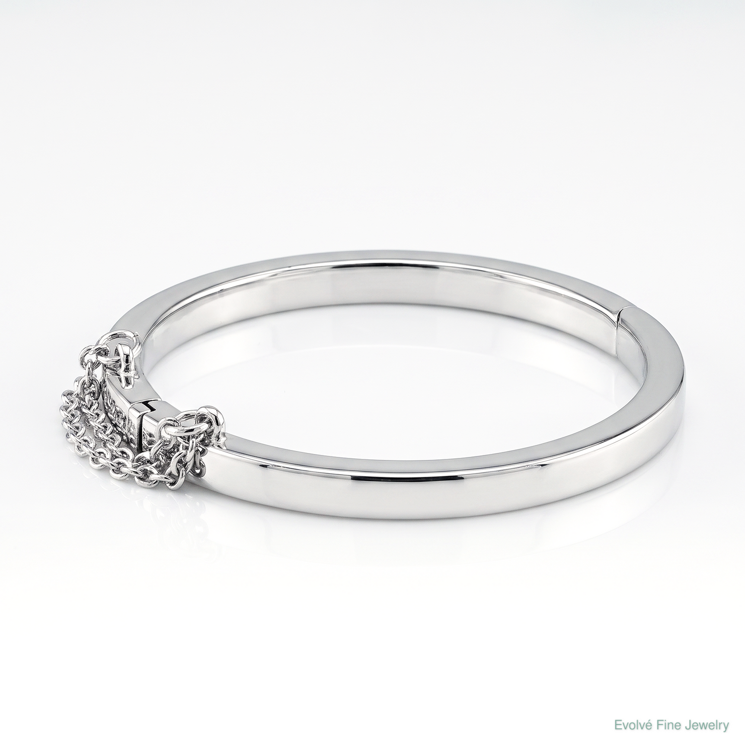 Sterling Silver RH-plated Polished 4mm w/ Safety Hinged Children's Bangle - Lifestyle View