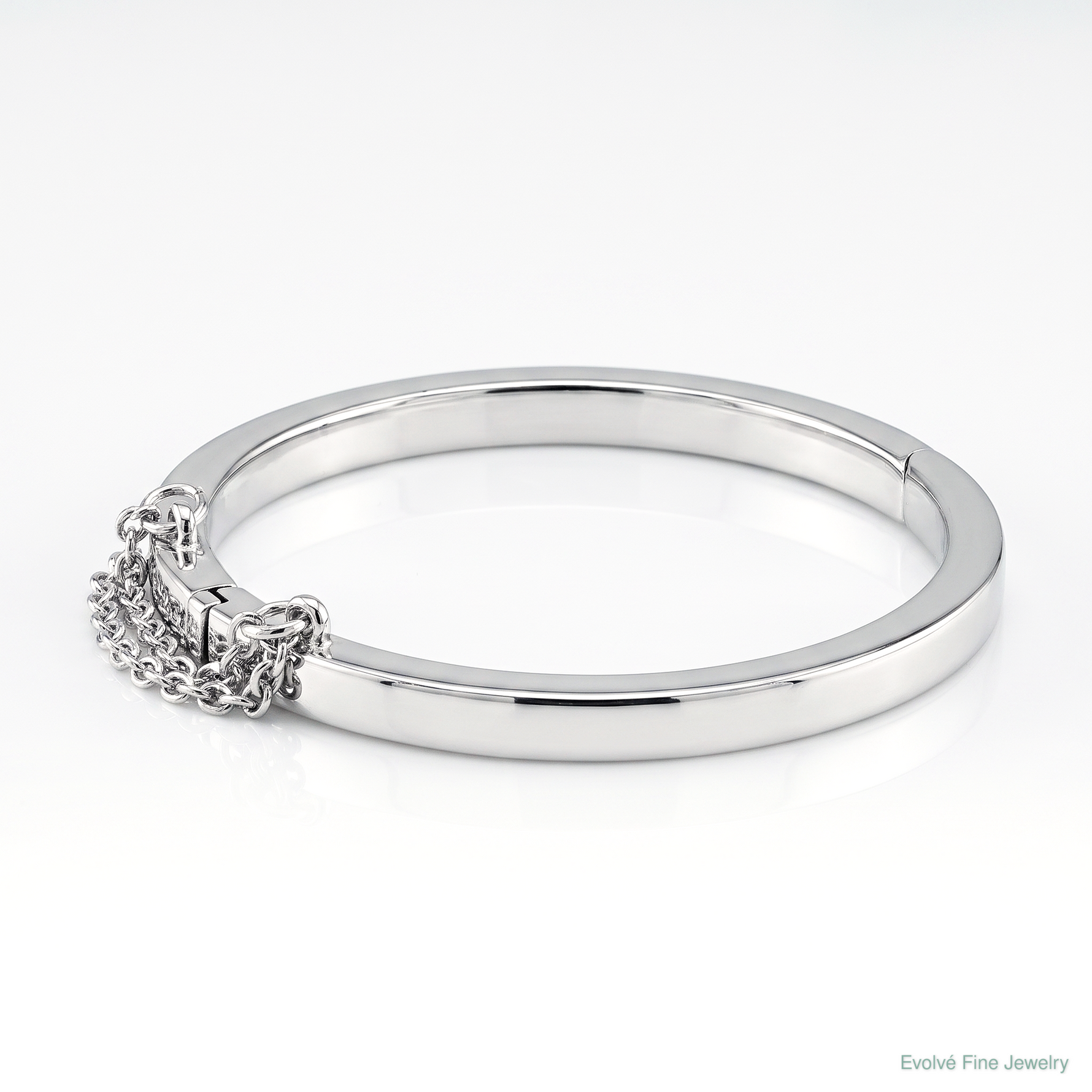 Sterling Silver RH-plated Polished 4mm w/ Safety Hinged Children's Bangle - Lifestyle View