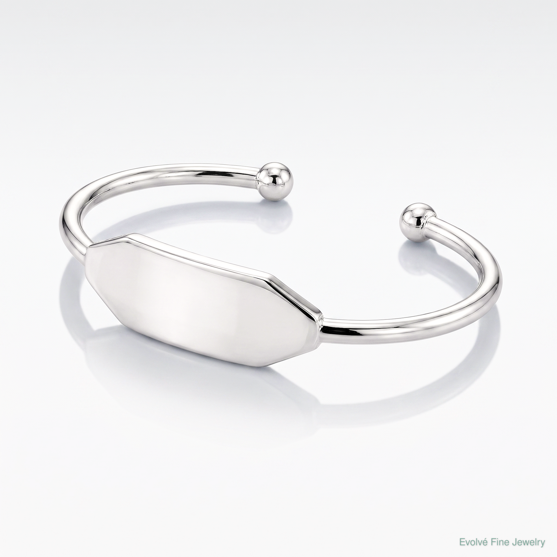 Sterling Silver Rhodium-plated Polished ID Children's Cuff Bangle - Lifestyle View
