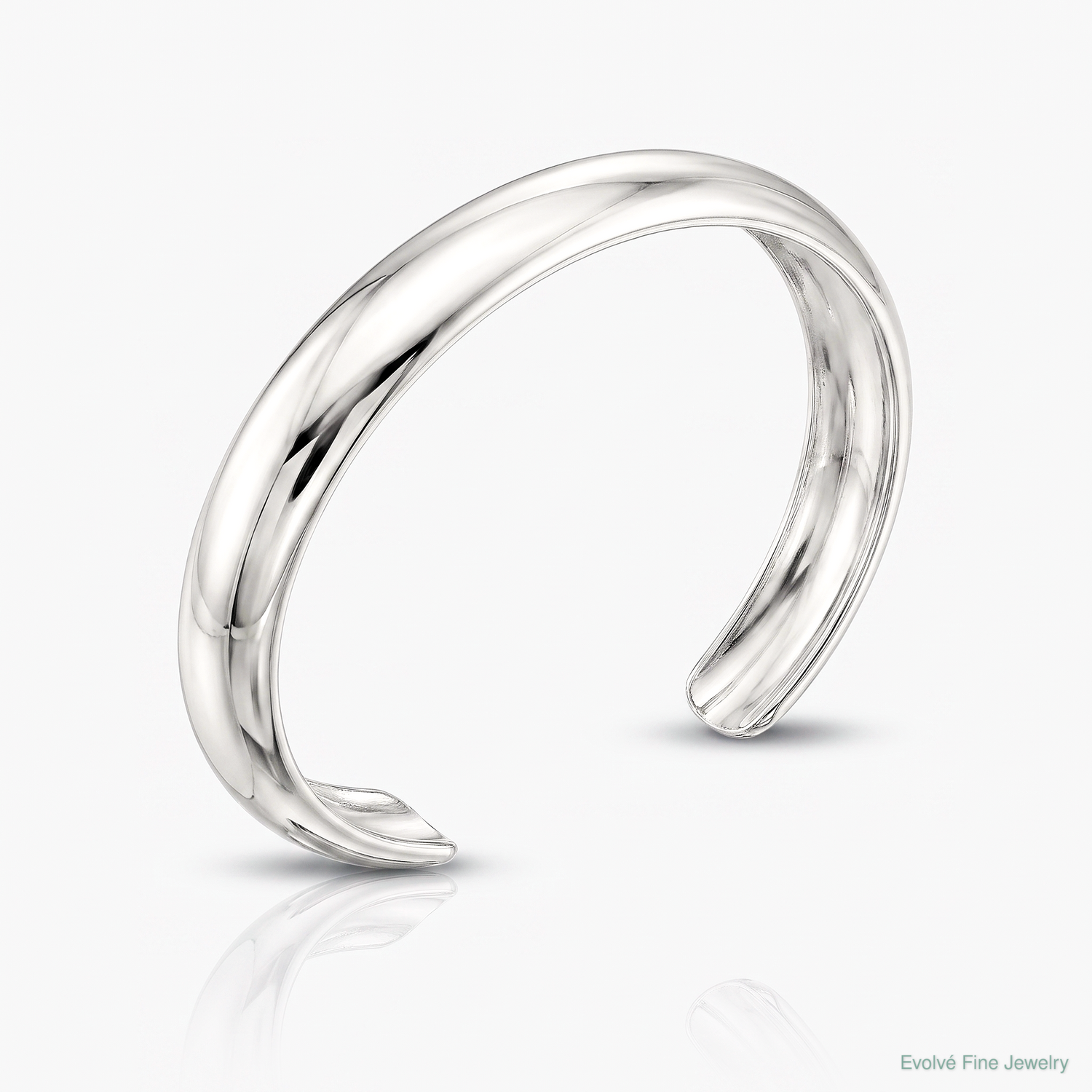 Sterling Silver Rhod-plated Polished & Domed 6mm Children's Cuff Bangle - Lifestyle View