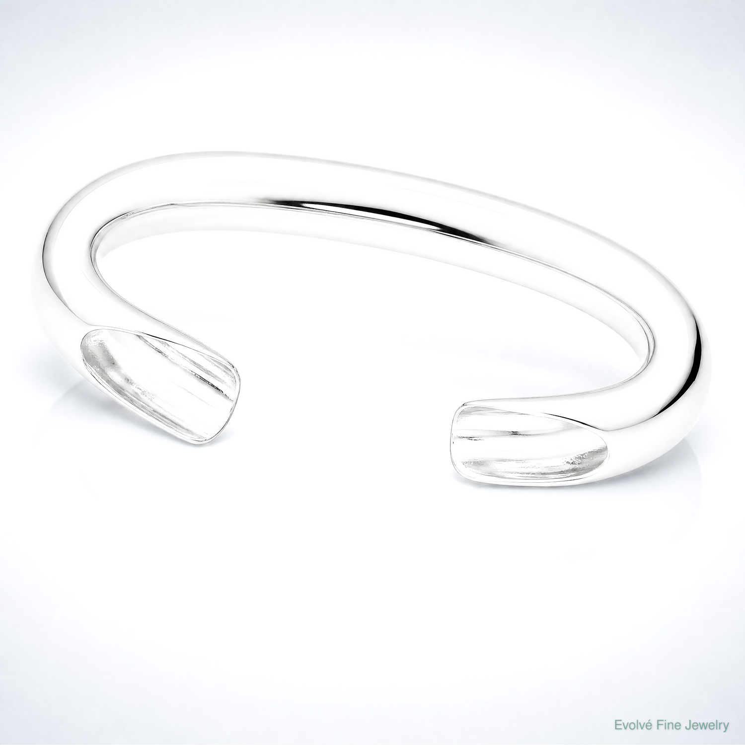 Sterling Silver Rhod-plated Polished & Domed 6mm Children's Cuff Bangle - Lifestyle View