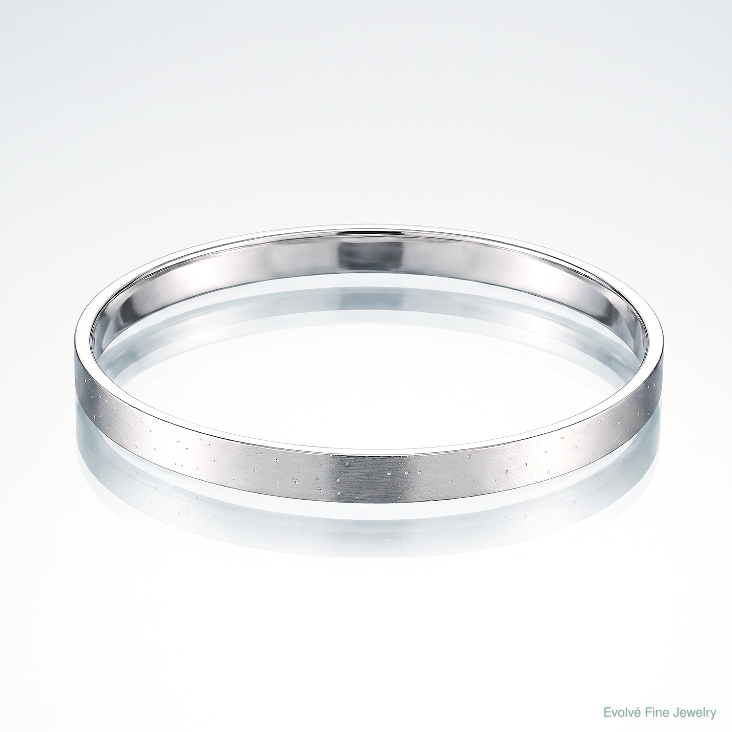 Sterling Silver Rhodium-plated 4.00mm Satin Slip-on Bangle - Lifestyle View