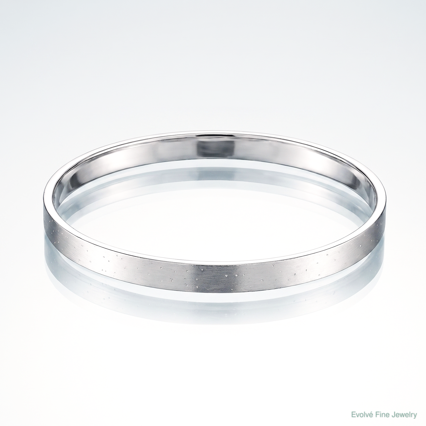 Sterling Silver Rhodium-plated 4.00mm Satin Slip-on Bangle - Lifestyle View