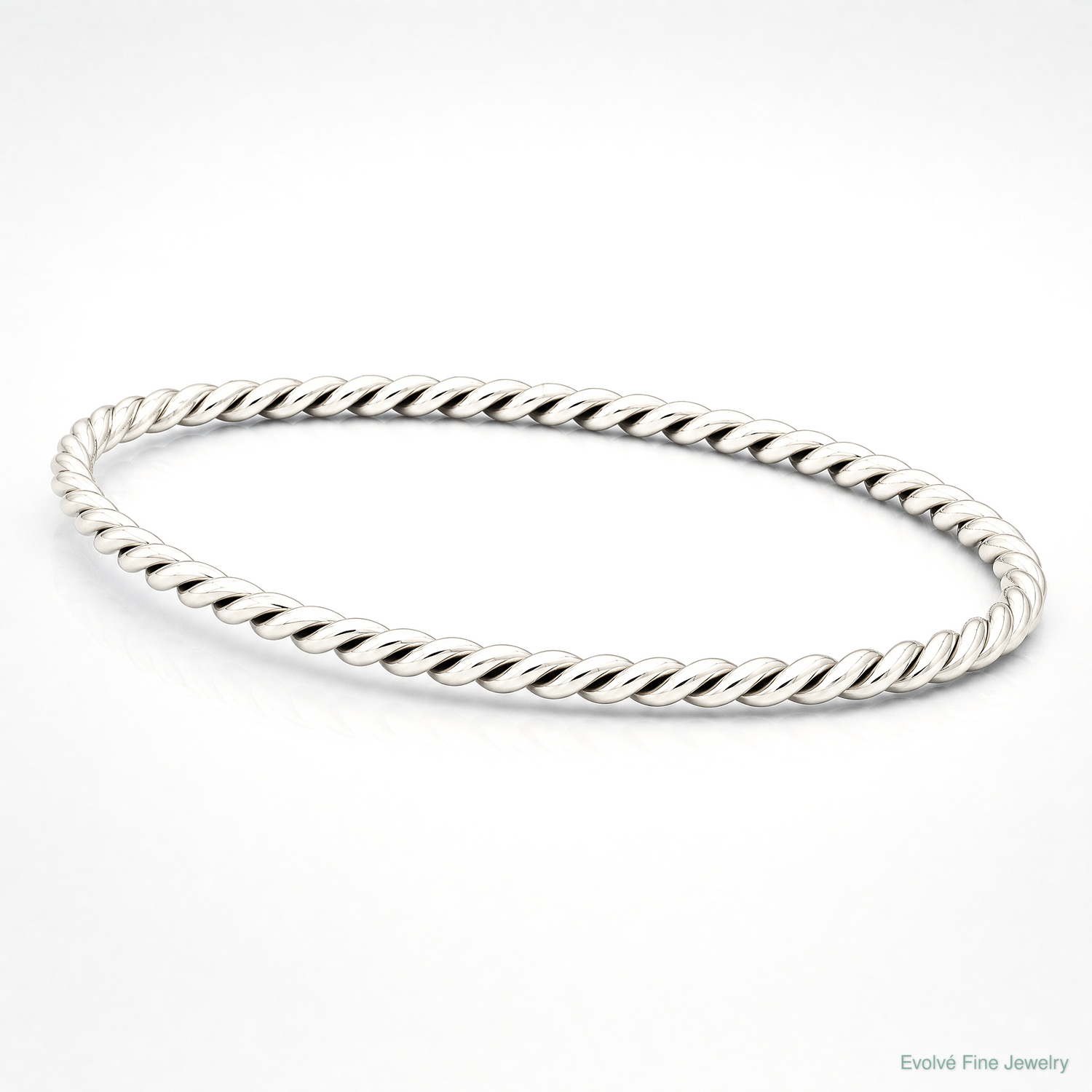 Sterling Silver Antiqued 3mm Twisted Slip-on Bangle - Lifestyle View
