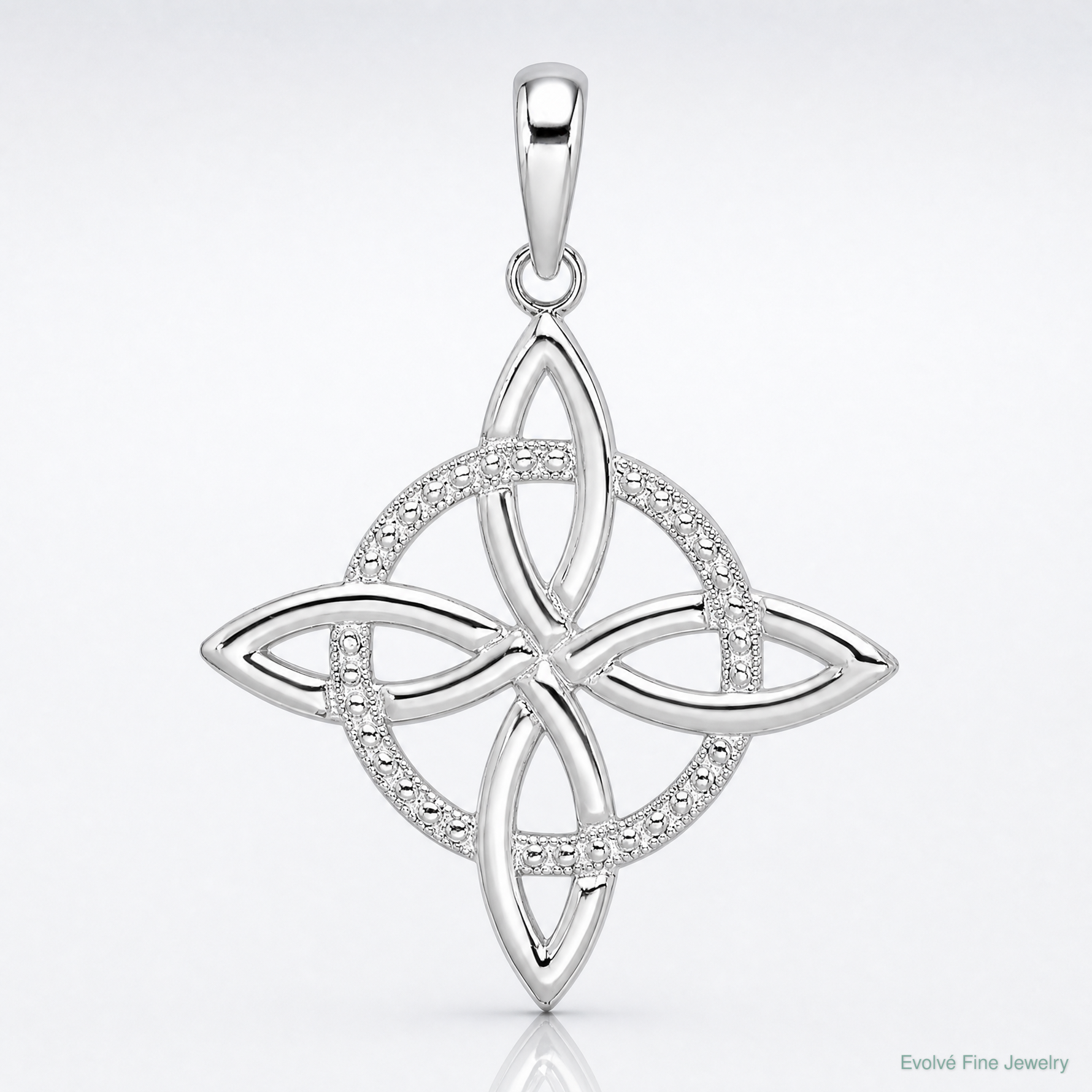Sterling Silver Rhodium-plated Polished Celtic Eternity Knot Pendant - Lifestyle View