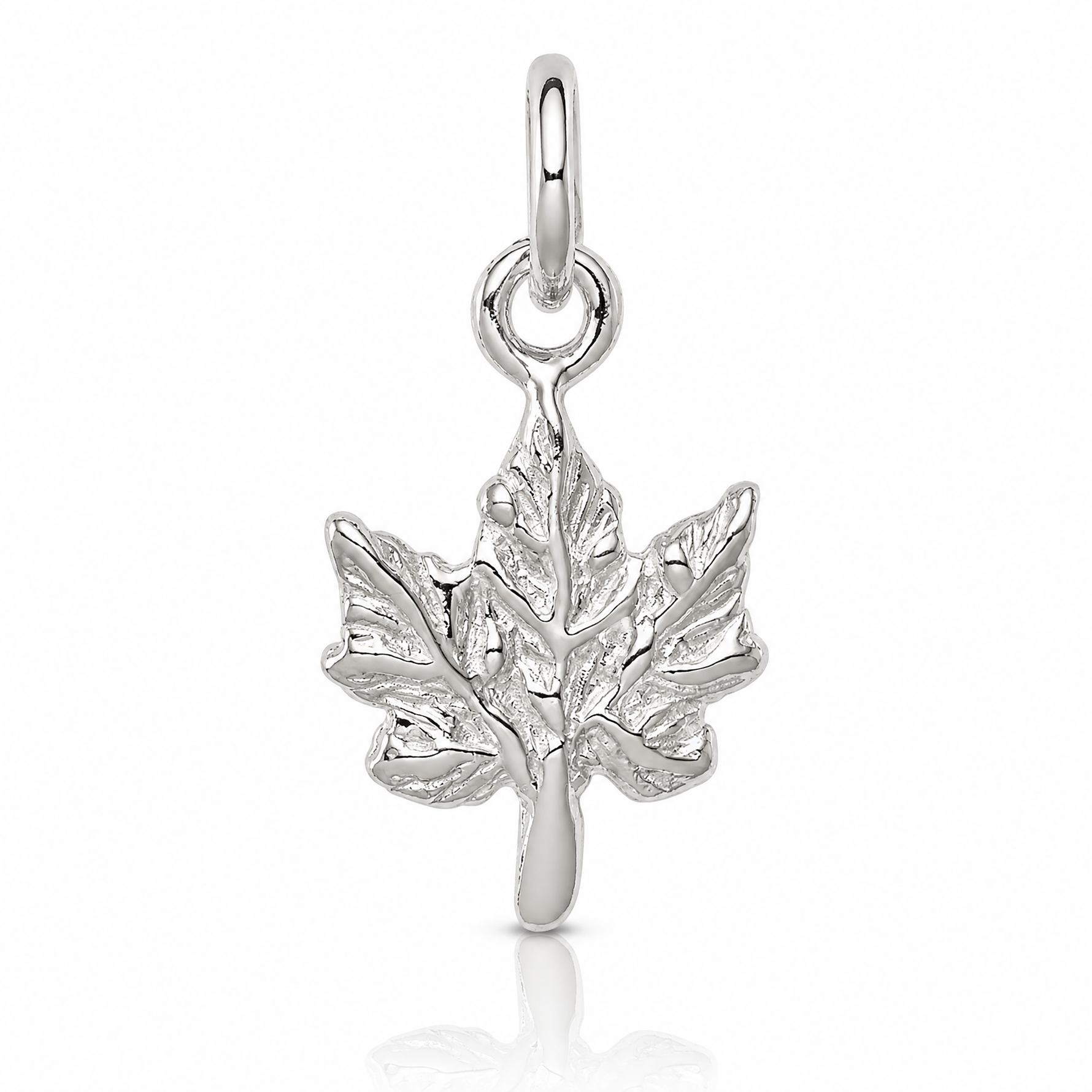 Sterling Silver Maple Leaf Charm - Lifestyle View