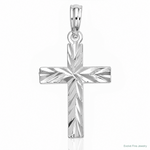 Sterling Silver Rhodium-plated All-over Diamond-cut Latin Cross Pendant - Lifestyle View