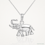 Sterling Silver Rhodium-plated Polished Elephant Pendant - Lifestyle View