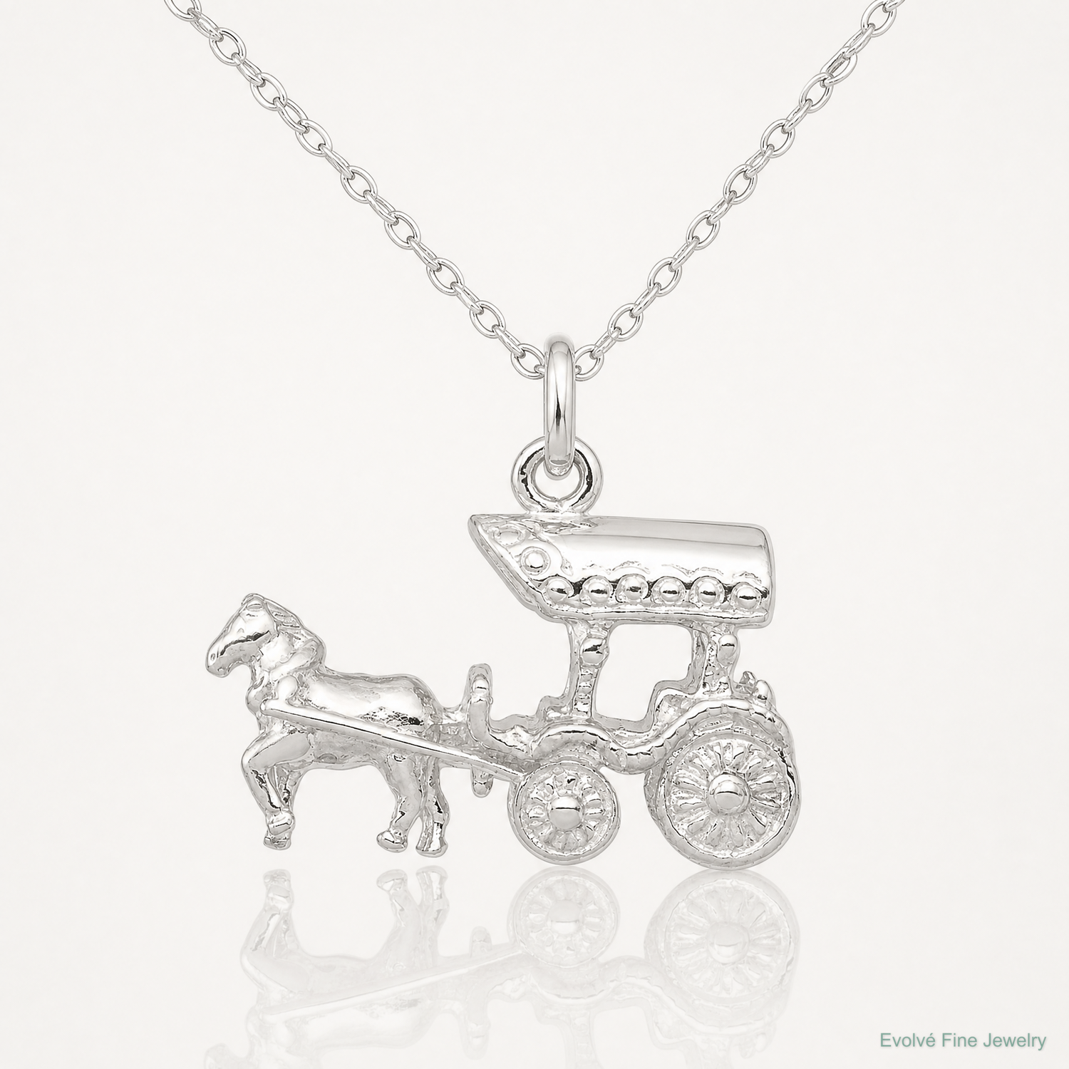 Sterling Silver Horse & Carriage Charm - Lifestyle View