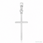 Sterling Silver Polished Thin Latin Cross Pendant - Lifestyle View