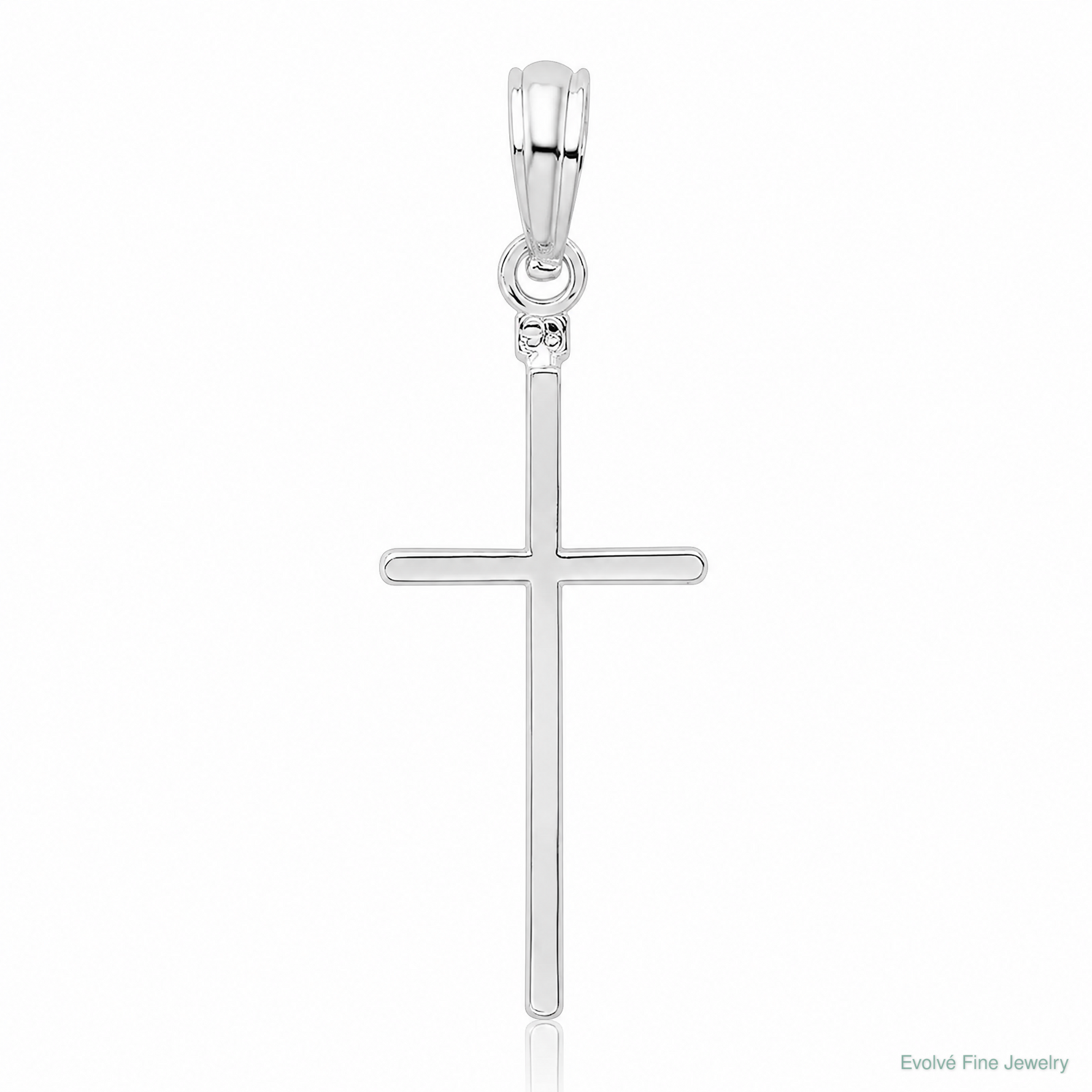 Sterling Silver Polished Thin Latin Cross Pendant - Lifestyle View