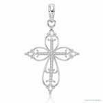 Sterling Silver Polish Fancy Filigree w/Beaded Center Cross Pendant - Lifestyle View