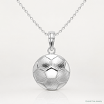 Sterling Silver Rhodium-plated Polished/Textured Soccer Ball Pendant - Lifestyle View