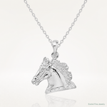 Sterling Silver Rhodium-plated Polished Horse Head Pendant - Lifestyle View