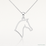 Sterling Silver Rhodium-plated Polished Cut-out Horse Head Pendant - Lifestyle View