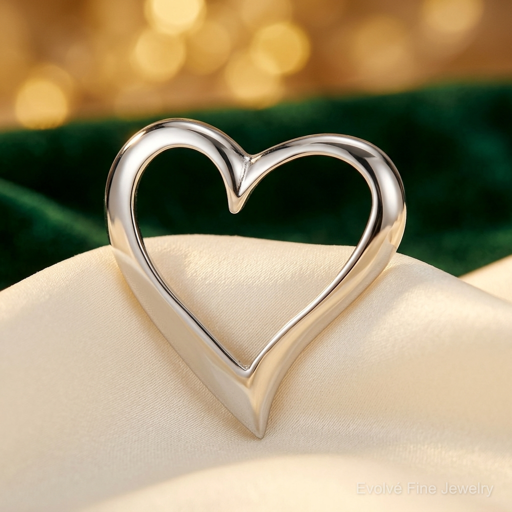 Sterling Silver Rhodium-plated Polished Large Floating Heart Pendant - Lifestyle View