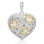 Sterling Silver Rhodium-plated Fancy Heart w/14k Accents Pendant - Lifestyle View
