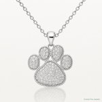 Sterling Silver Rhodium-plated Polished CZ Paw Print Pendant - Lifestyle View