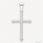 Sterling Silver Polished Twisted Hollow Latin Cross Pendant - Lifestyle View