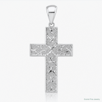Sterling Silver Rhodium-plated Polished & D/C Cross Pendant - Lifestyle View
